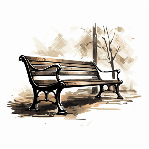 Bench Clipart in Chiaroscuro Art Style: 4K Vector & SVG