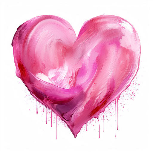 Pink Heart Clipart in Oil Painting Style Artwork: HD Vector & 4K