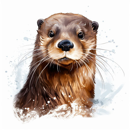 Otter Clipart: 4K & Vector in Oil Painting Style