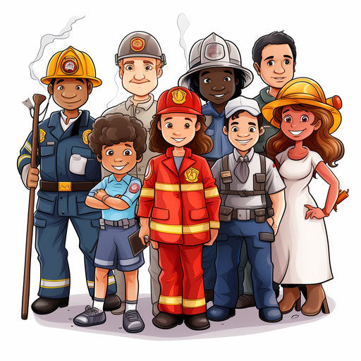 Community Helpers Image in Oil Painting Style: Vector Clipart in 4K ...