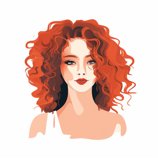 High-Res Curly Hair Clipart in Minimalist Art Style Art: 4K & Vector