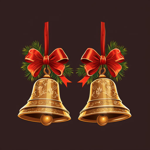 Christmas Bells Clipart in Chiaroscuro Art Style: 4K Vector & Stencils