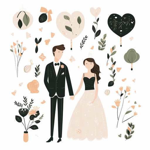 Wedding Clipart in Minimalist Art Style Artwork: Vector, PNG, 4K – IMAGELLA