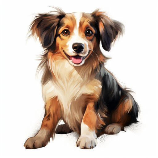 Cute Dog Clipart in Oil Painting Style Illustration: 4K Vector & PNG