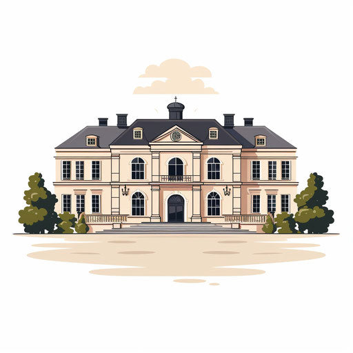 High-Res 4K Mansion Clipart in Minimalist Art Style – IMAGELLA