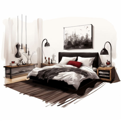 BedroomClipartinChiaroscuroArtStyleArtwork:4KVector&SVG