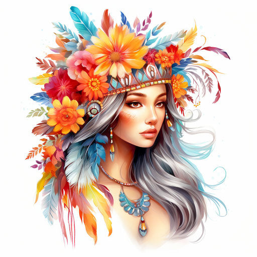 Boho Rainbow Clipart: High-Def Vector in Oil Painting Style & 4K