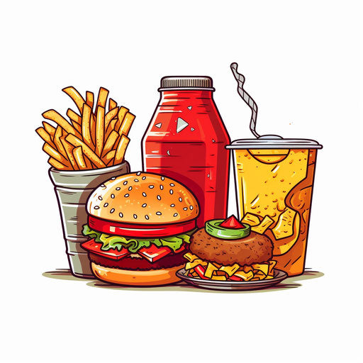 Junk Food Clipart: Minimalist Art Style, 4K & SVG