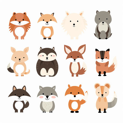 Woodland Animals Clipart: Minimalist Art Style, 4K & SVG – IMAGELLA