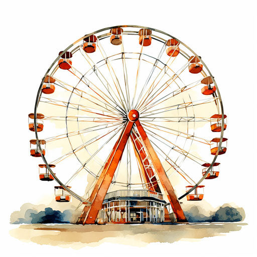 Ferris Wheel Clipart in Oil Painting Style: 4K Vector & SVG