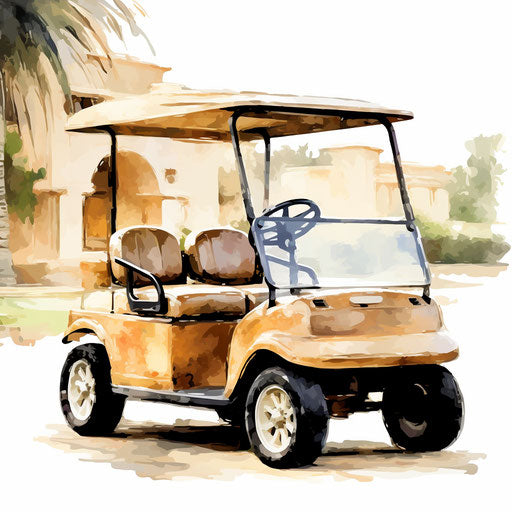 Golf Cart Clipart in Impressionistic Art Style: High-Res Vector & 4K