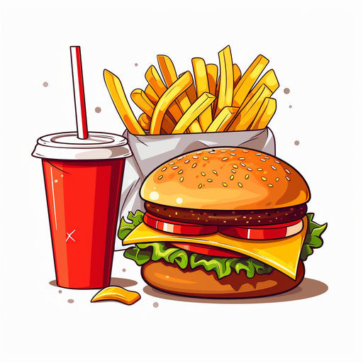 Fast Food Image in Minimalist Art Style: Vector Clipart in 4K – IMAGELLA