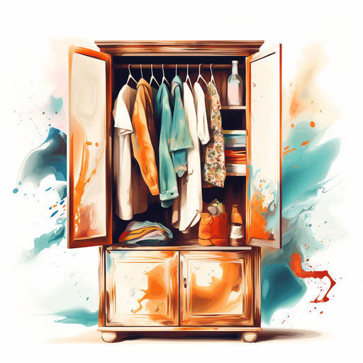 4K Vector Closet Clipart in Impressionistic Art Style