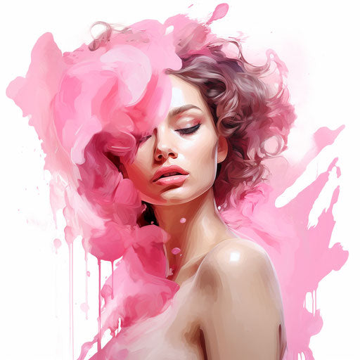 Pink Clipart in Oil Painting Style Illustration: 4K Vector & PNG