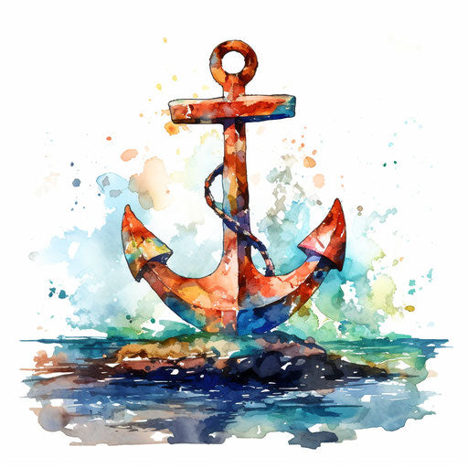 Anchor Clipart in Impressionistic Art Style: 4K & Vector