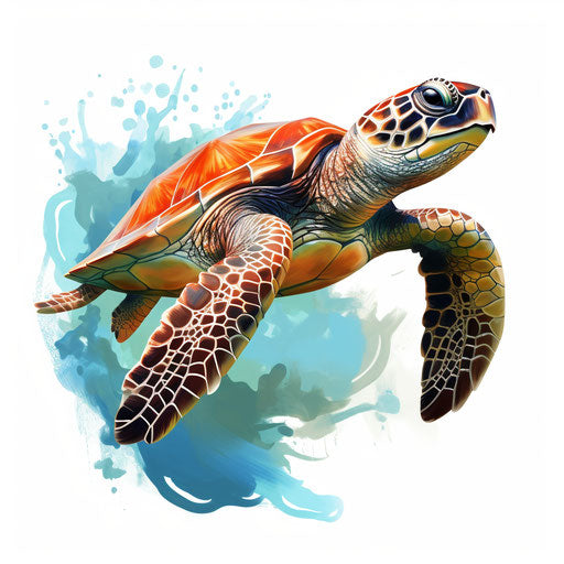 Sea Turtle Clipart in Oil Painting Style: 4K Vector & Stencils – IMAGELLA