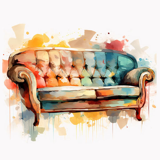 Vector & 4K Sofa Clipart in Oil Painting Style – IMAGELLA