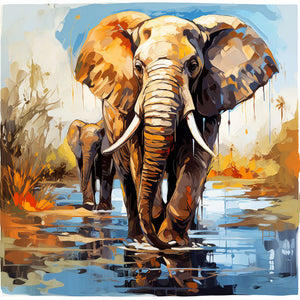 Ultra HD Elephant Cartoon Png Clipart in Oil Painting Style Style