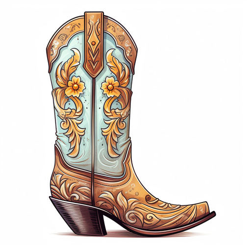 Cowboy Boot Image in Pastel Colors Art Style: Vector Clipart in 4K ...