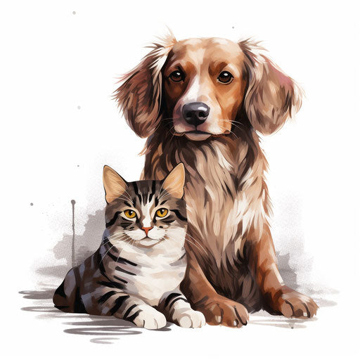 Dog And Cat Clipart in Chiaroscuro Art Style Artwork: HD Vector & 4K ...