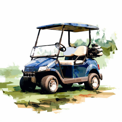 Ultra HD Golf Cart Clipart in Oil Painting Style Style