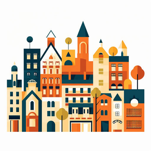 Town Clipart in Minimalist Art Style: 4K & SVG – IMAGELLA