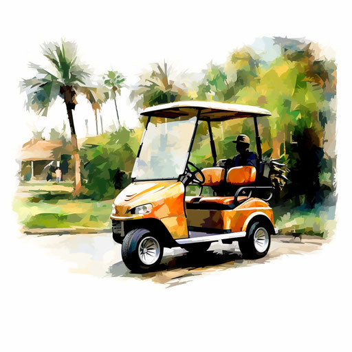 Golf Cart Clipart in Impressionistic Art Style: 4K, Vector & SVG Clipart