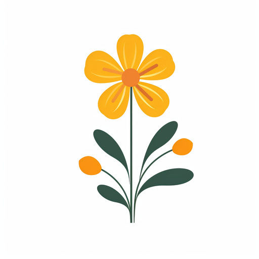 Minimalist Art Style Yellow Flower Clipart: 4K & Vector Art – IMAGELLA