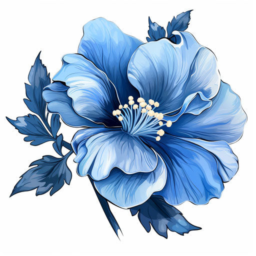 Blue Flower Image in Chiaroscuro Art Style: Vector Clipart in 4K – IMAGELLA