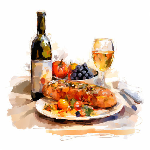4K Vector Meal Clipart in Impressionistic Art Style
