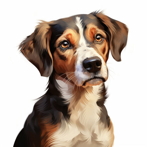 Dog Cartoon Png Clipart in Oil Painting Style: 4K Vector Art
