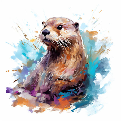 Otter Clipart in Impressionistic Art Style: 4K & SVG