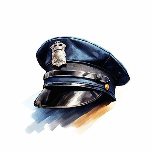 Oil Painting Styled Police Hat Png Graphics: Vector, 4K