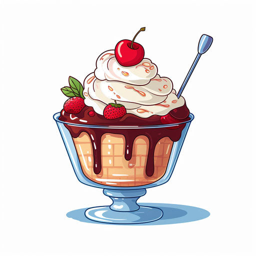 Ice Cream Sundae Clipart: 4K & Vector in Minimalist Art Style – IMAGELLA