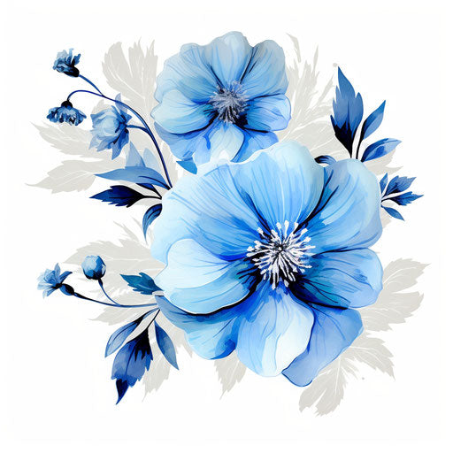 Blue Flower Clipart in Oil Painting Style: High-Def Vector & 4K Clipart ...