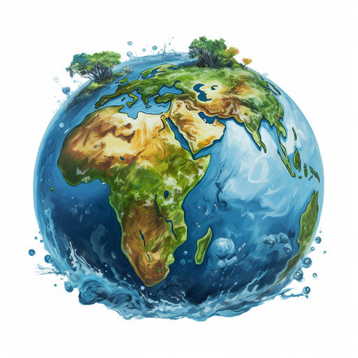 4K Earth Cartoon Png Clipart in Oil Painting Style: Vector & SVG