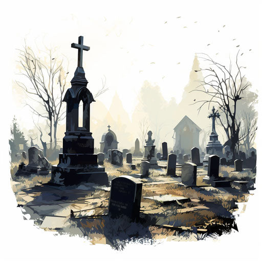 Graveyard Clipart in Oil Painting Style: 4K, Vector & SVG Clipart ...