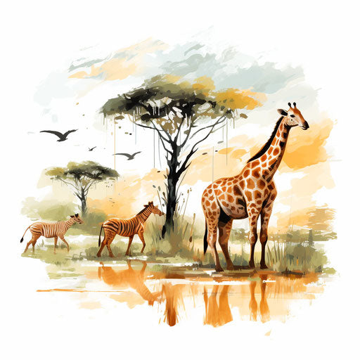 Ultra HD Safari Clipart in Impressionistic Art Style Style – IMAGELLA