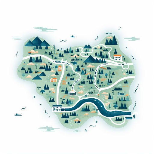 High-Res Map Clipart in Minimalist Art Style Art: 4K & Vector
