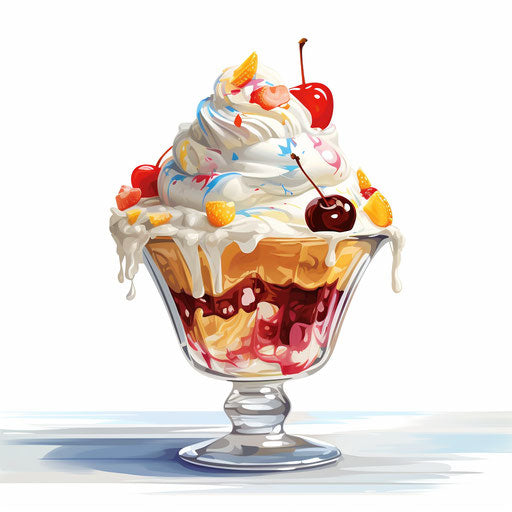 Ice Cream Sundae Clipart in Impressionistic Art Style: 4K Vector Art ...