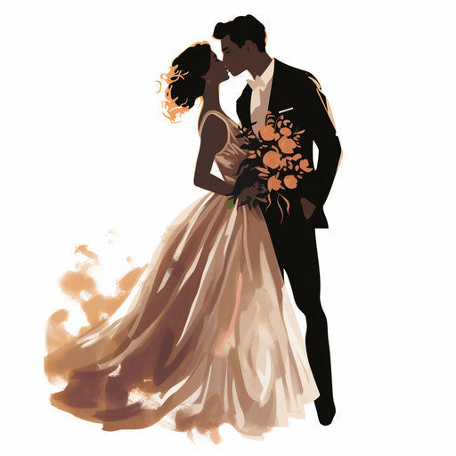 High-Res Bride And Groom Clipart in Chiaroscuro Art Style Art: 4K ...