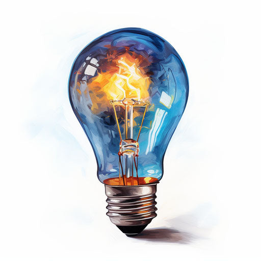 Light Bulb Clipart in Oil Painting Style Artwork: 4K Vector & PNG