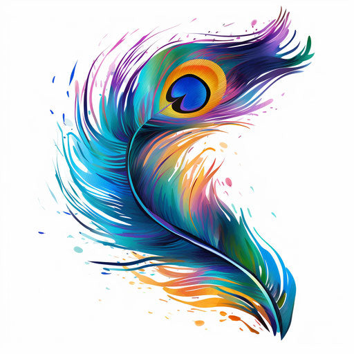 Peacock Feather Clipart in Impressionistic Art Style: 4K & Vector