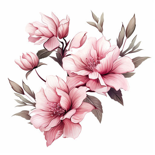 4K Pink Flower Clipart in Chiaroscuro Art Style: Vector & SVG