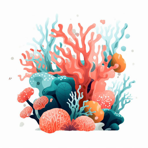 Minimalist Art Style Coral Reef Graphics: High-Res 4K & Vector