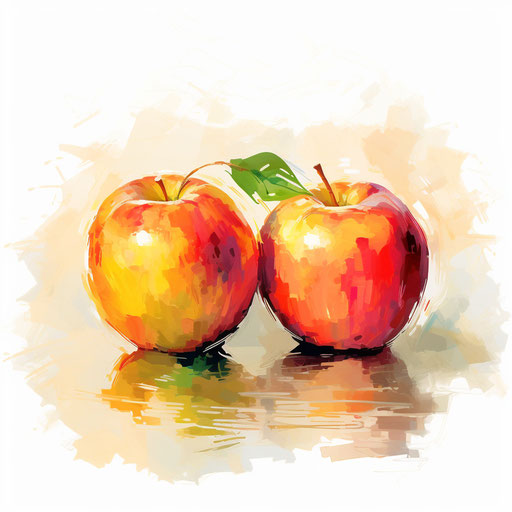Vector & 4K Apple Png Clipart in Impressionistic Art Style